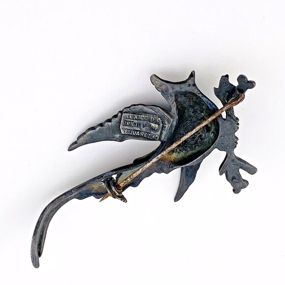 Casa De Prieto Heavy Sterling Silver Bird Brooch Cardinal On Branch Mexico 30 Gr - Picture 8 of 9